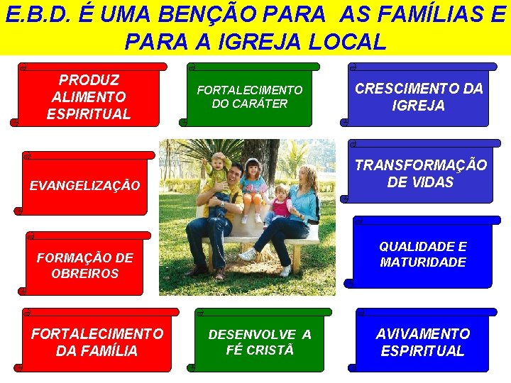 E. B. D. É UMA BENÇÃO PARA AS FAMÍLIAS E PARA A IGREJA LOCAL E. B. D. É UMA BENÇÃO PARA AS FAMÍLIAS E PARA A IGREJA LOCAL