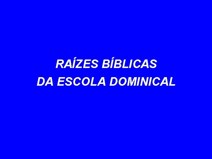 RAÍZES BÍBLICAS DA ESCOLA DOMINICAL RAÍZES BÍBLICAS DA ESCOLA DOMINICAL