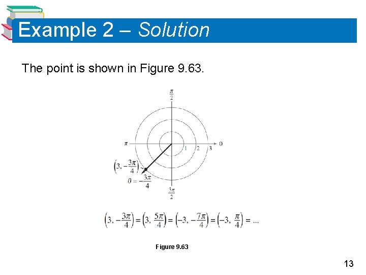 Example 2 – Solution The point is shown in Figure 9. 63 13 Example 2 – Solution The point is shown in Figure 9. 63 13