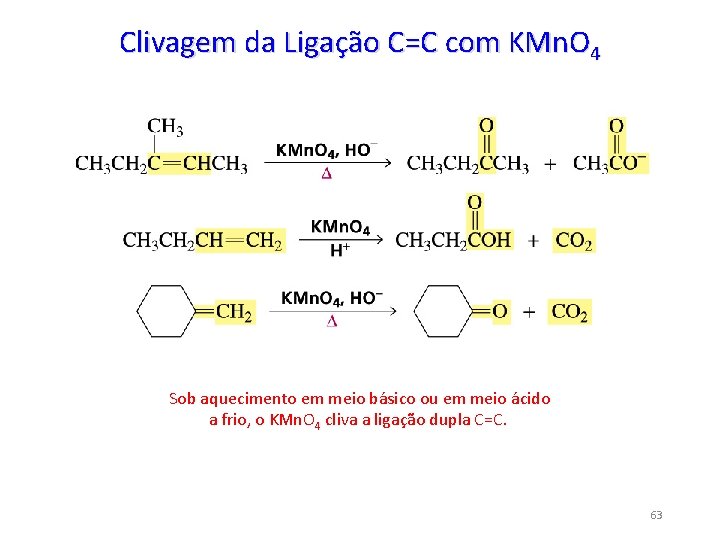 Clivagem da Ligação C=C com KMn. O 4 Sob aquecimento em meio básico ou