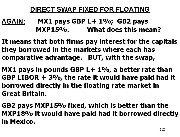 DIRECT SWAP FIXED FOR FLOATING AGAIN: MX 1 pays GBP L+ 1%; GB 2