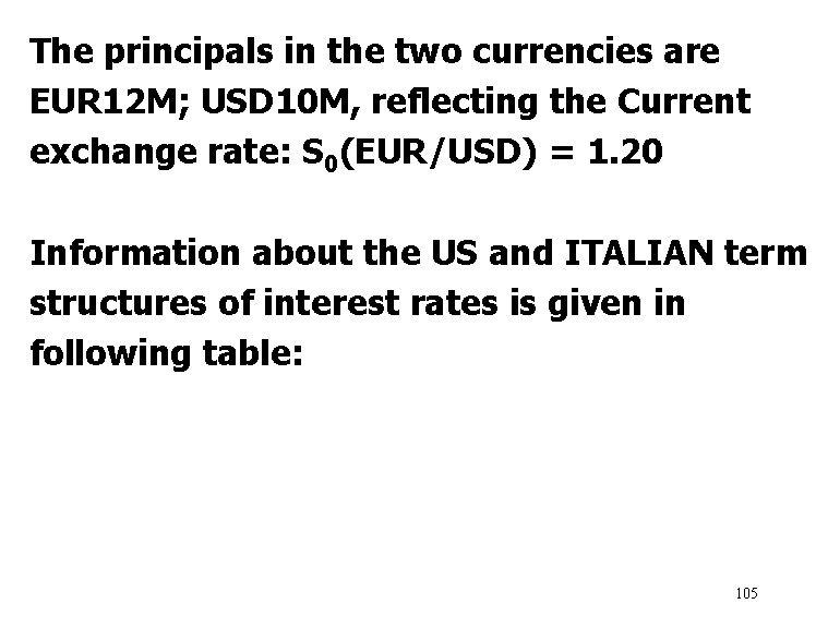 The principals in the two currencies are EUR 12 M; USD 10 M, reflecting