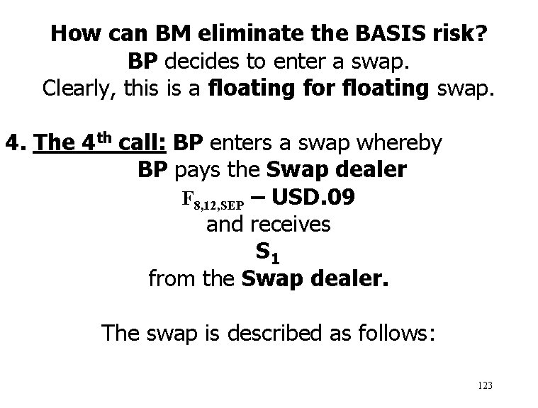 How can BM eliminate the BASIS risk? BP decides to enter a swap. Clearly,
