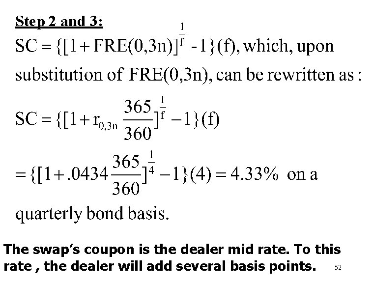 Step 2 and 3: The swap’s coupon is the dealer mid rate. To this