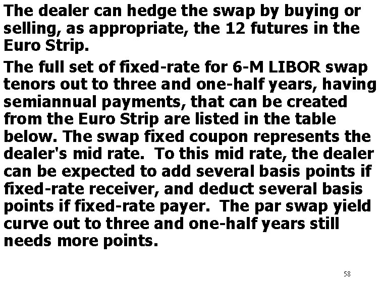 The dealer can hedge the swap by buying or selling, as appropriate, the 12