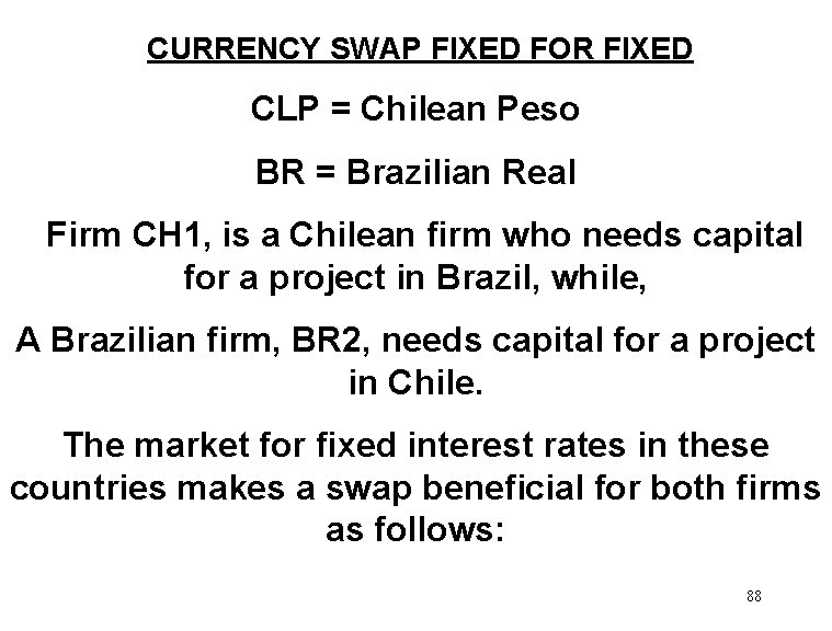 CURRENCY SWAP FIXED FOR FIXED CLP = Chilean Peso BR = Brazilian Real Firm