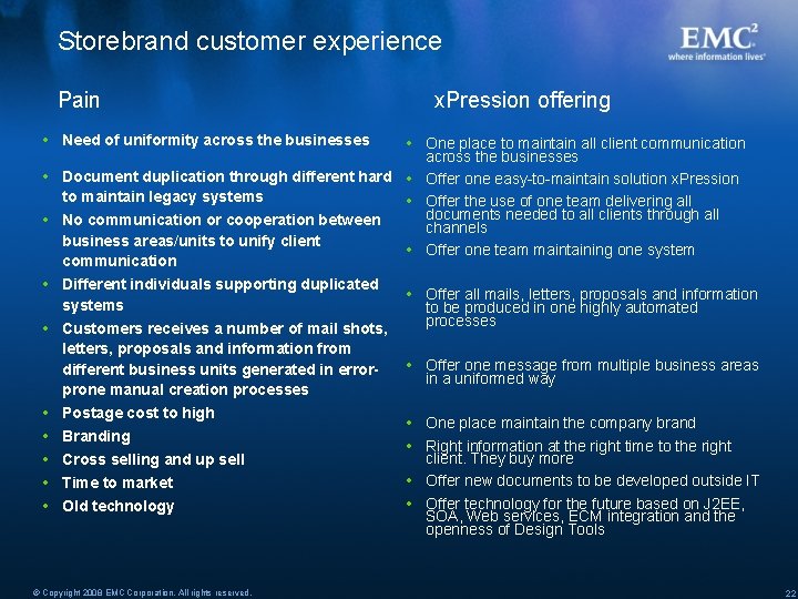 Storebrand customer experience Pain x. Pression offering Need of uniformity across the businesses One