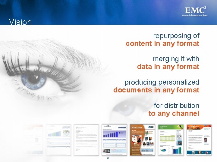 Vision repurposing of content in any format merging it with data in any format