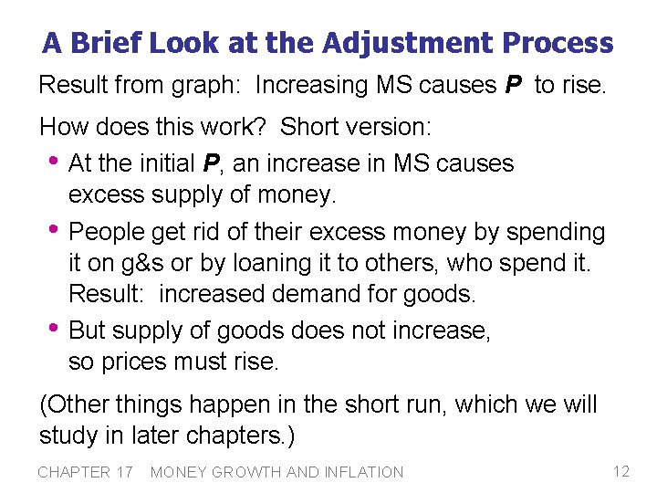 A Brief Look at the Adjustment Process Result from graph: Increasing MS causes P