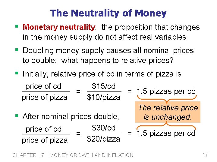 The Neutrality of Money § Monetary neutrality: the proposition that changes in the money