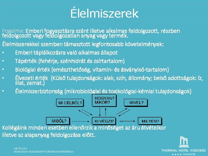 Élelmiszerek Fogalma: Emberi fogyasztásra szánt illetve alkalmas feldolgozott, részben feldolgozott vagy feldolgozatlan anyag vagy