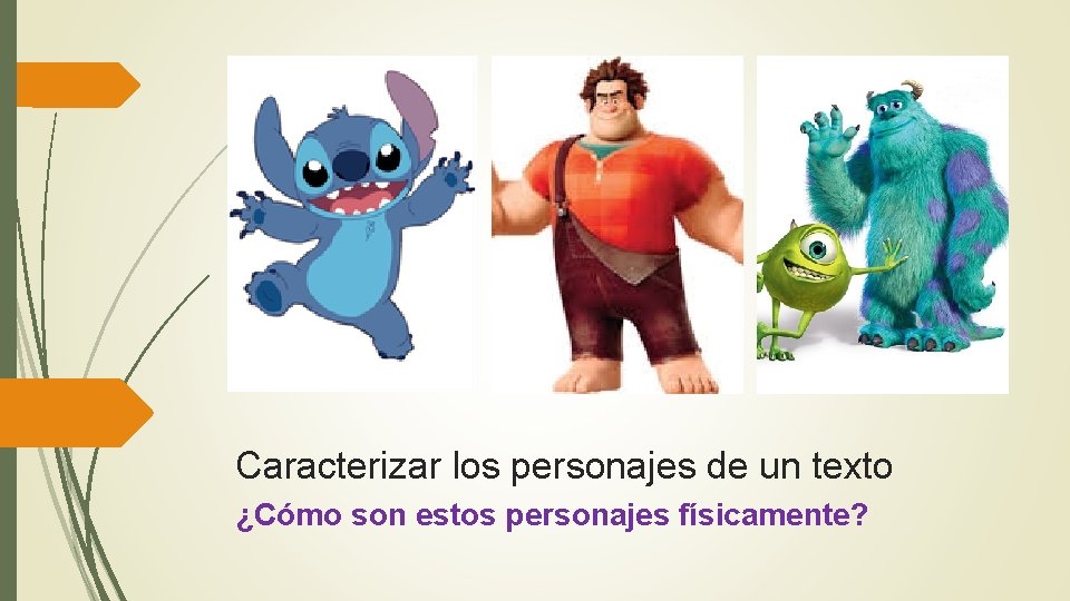 Caracterizar los personajes de un texto ¿Cómo son estos personajes físicamente? 