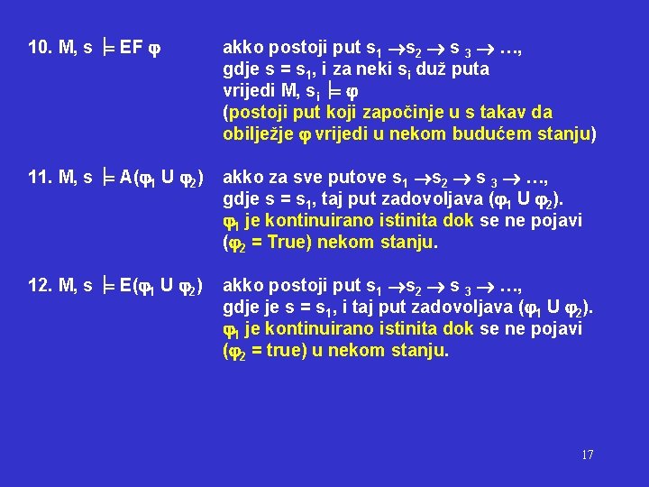 10. M, s EF akko postoji put s 1 s 2 s 3 …,