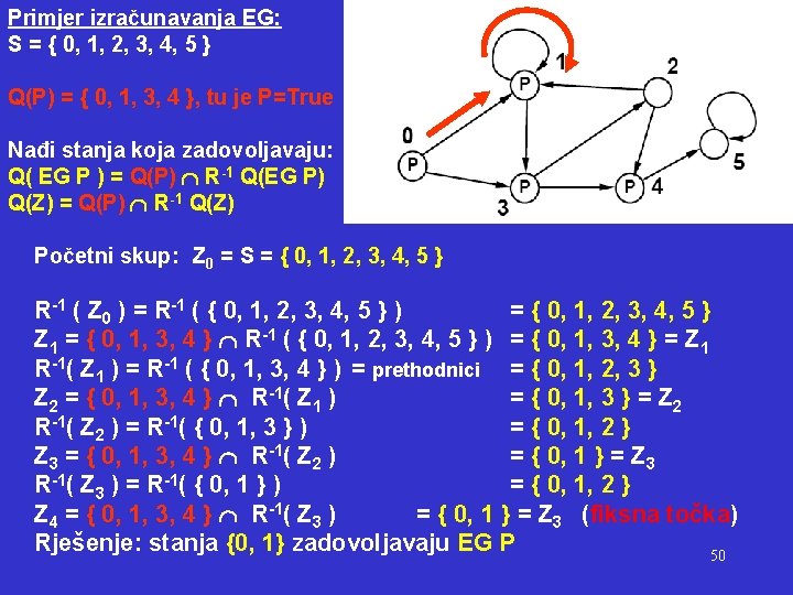 Primjer izračunavanja EG: S = { 0, 1, 2, 3, 4, 5 } Q(P)