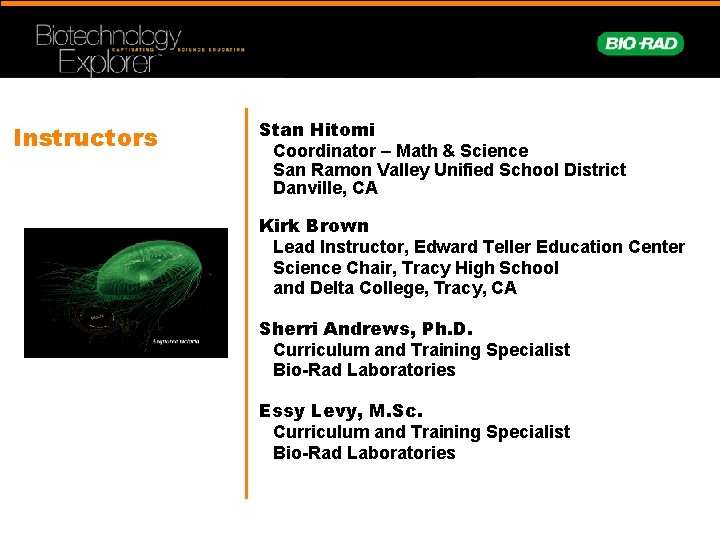 Instructors Stan Hitomi Coordinator – Math & Science San Ramon Valley Unified School District
