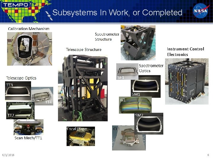 Subsystems In Work, or Completed Instrument Control Electronics 6/1/2016 6 