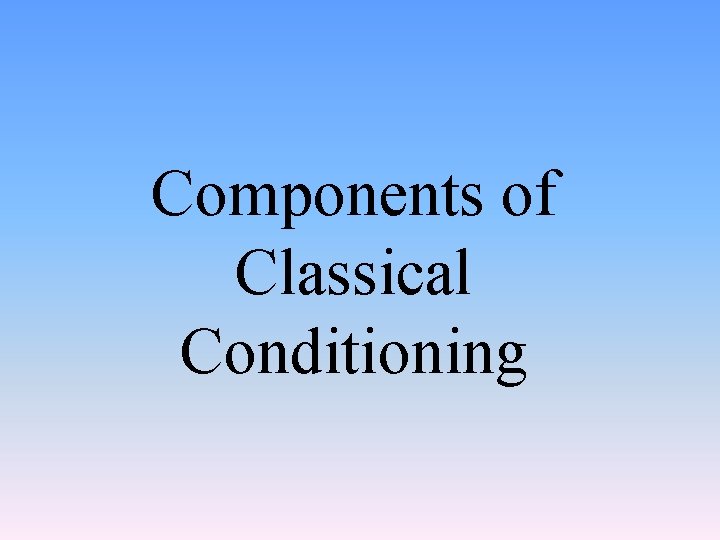 Components of Classical Conditioning 