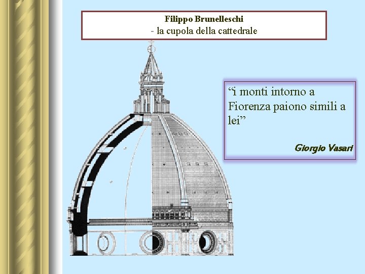 Filippo Brunelleschi - la cupola della cattedrale “i monti intorno a Fiorenza paiono simili