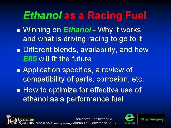 Ethanol as a Racing Fuel 12/3/2020 Winning on Ethanol - Why it works and