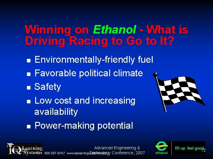 Winning on Ethanol - What is Driving Racing to Go to It? 12/3/2020 Environmentally-friendly