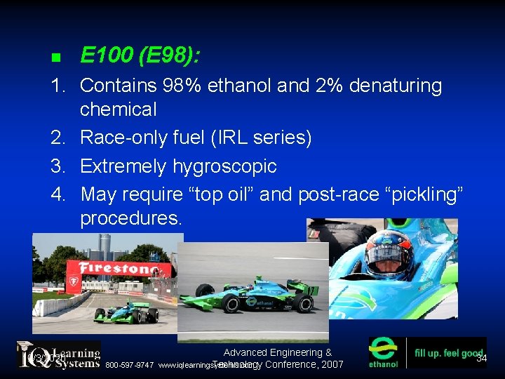  E 100 (E 98): 1. Contains 98% ethanol and 2% denaturing chemical 2.