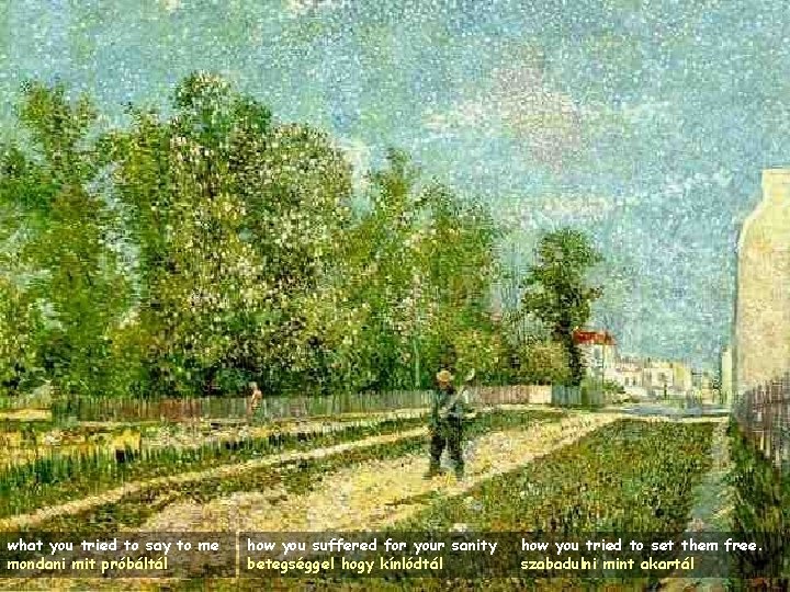 what you tried to say to me mondani mit próbáltál how you suffered for