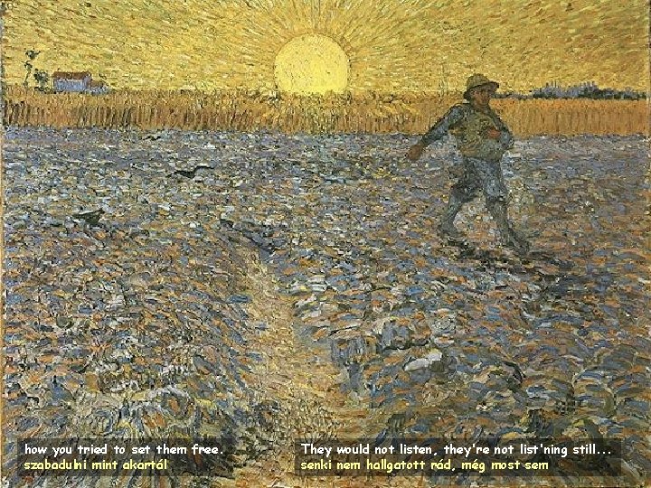 how you tried to set them free. szabadulni mint akartál They would not listen,