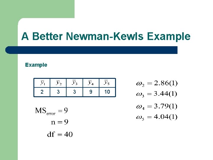 A Better Newman-Kewls Example 2 3 3 9 10 