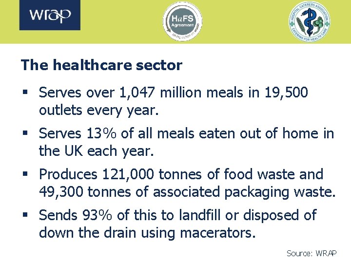 The healthcare sector § Serves over 1, 047 million meals in 19, 500 outlets