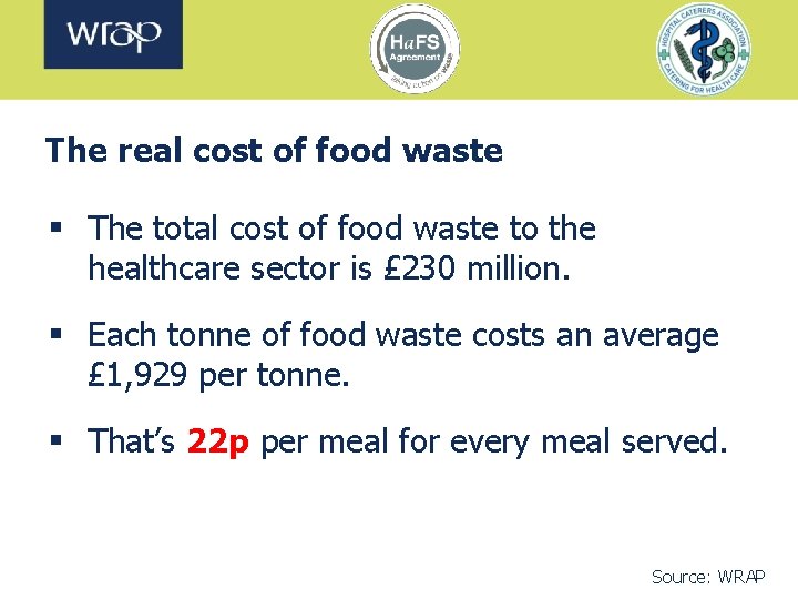 The real cost of food waste § The total cost of food waste to