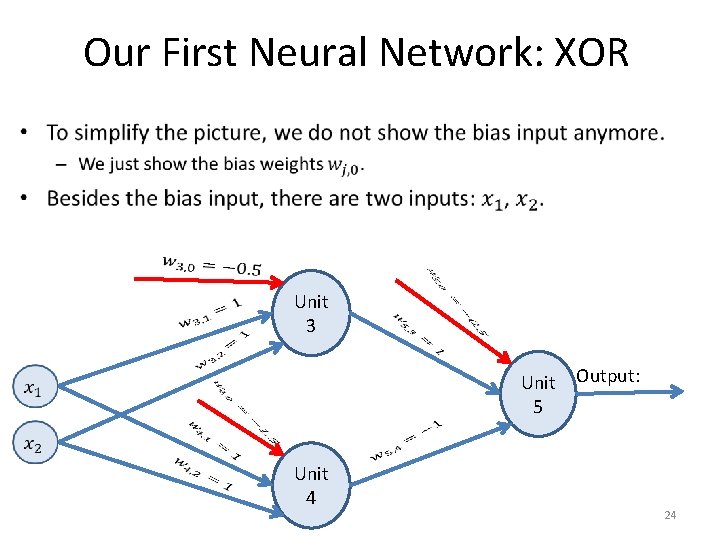 Our First Neural Network: XOR • Unit 3 Unit Output: 5 Unit 4 24