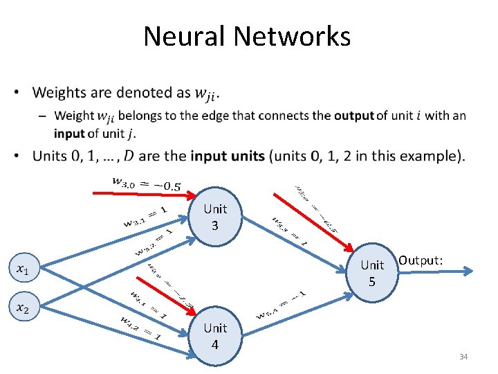 Neural Networks • Unit 3 Unit Output: 5 Unit 4 34 