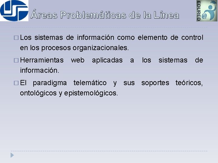 Áreas Problemáticas de la Línea � Los sistemas de información como elemento de control