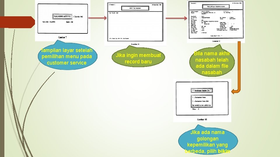 tampilan layar setelah pemilihan menu pada customer service Jika ingin membuat record baru Bila