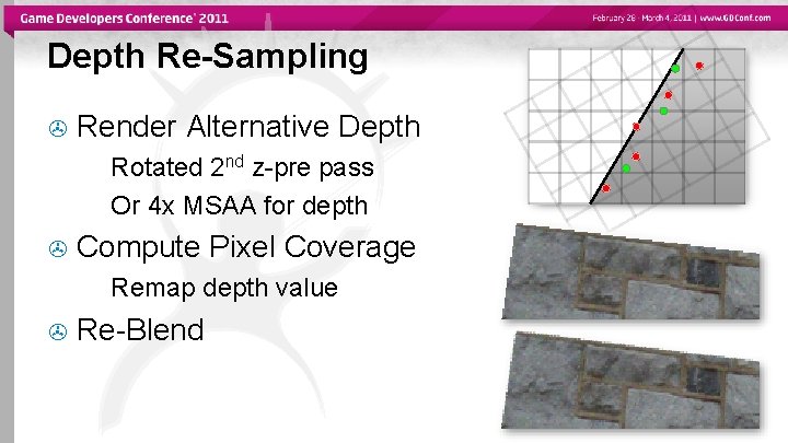 Depth Re-Sampling Render Alternative Depth Rotated 2 nd z-pre pass Or 4 x MSAA