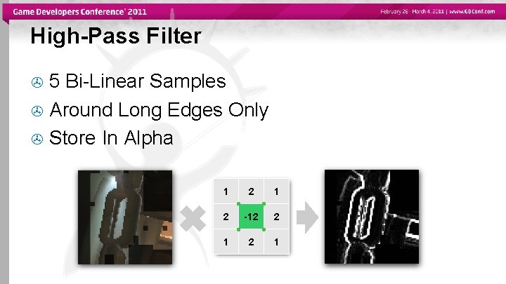 High-Pass Filter 5 Bi-Linear Samples Around Long Edges Only Store In Alpha 1 2