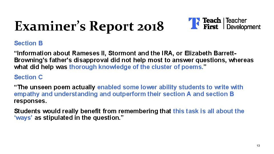 Examiner’s Report 2018 Section B “Information about Rameses II, Stormont and the IRA, or