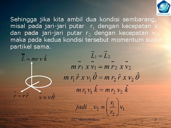 Sehingga jika kita ambil dua kondisi sembarang, misal pada jari-jari putar r 1 dengan