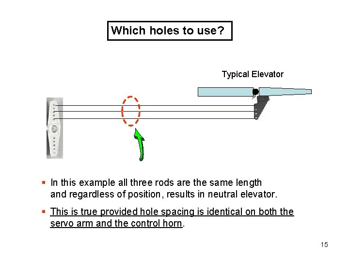 Which holes to use? Typical Elevator § In this example all three rods are