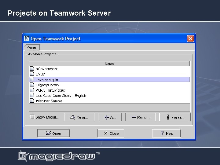Projects on Teamwork Server 