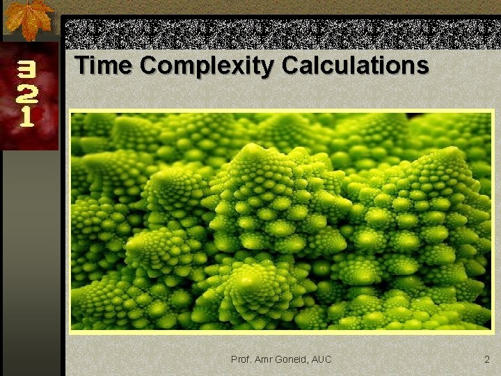 Time Complexity Calculations Prof. Amr Goneid, AUC 2 