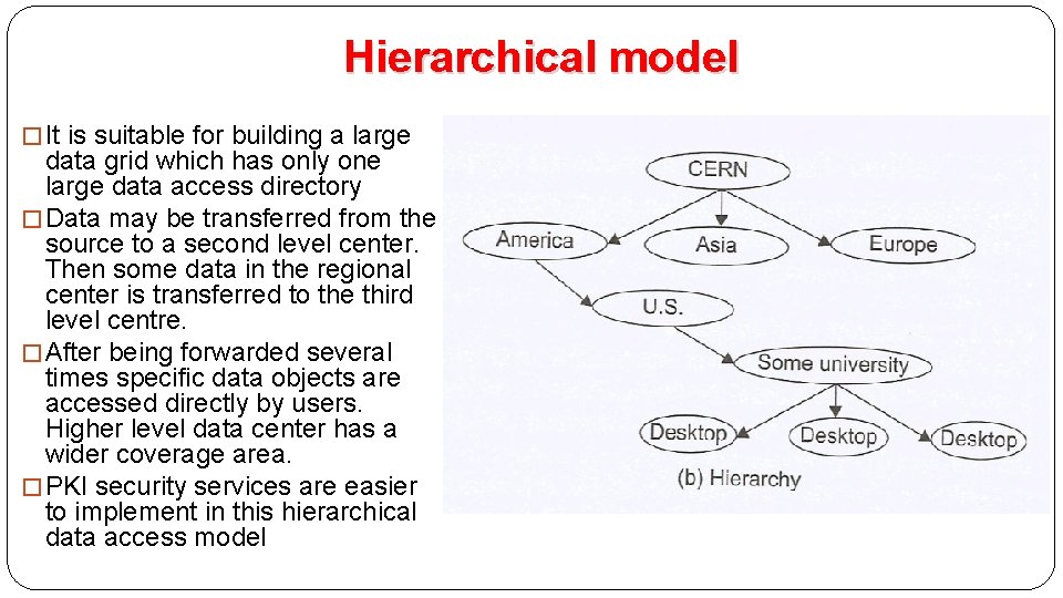 Hierarchical model � It is suitable for building a large data grid which has
