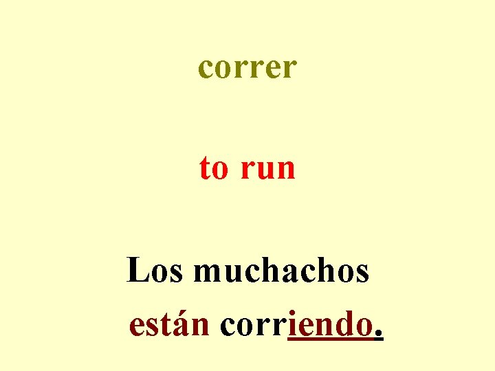 correr to run Los muchachos están corriendo. 