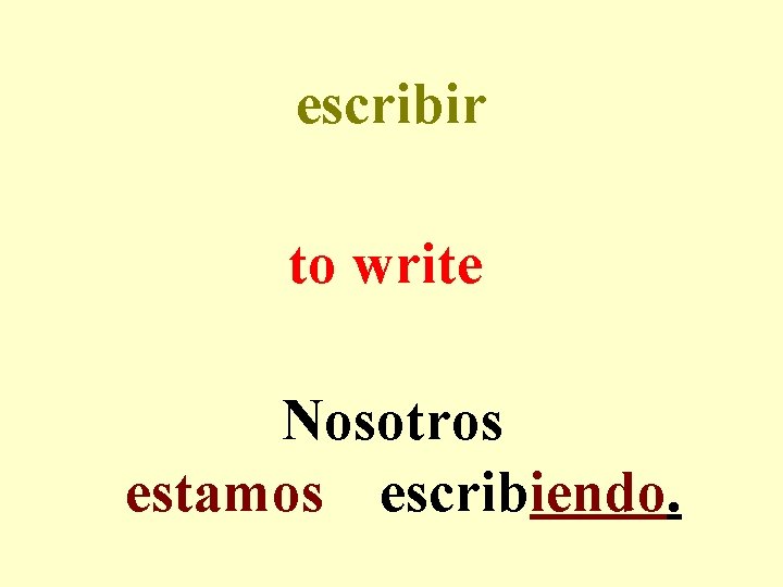 escribir to write Nosotros estamos escribiendo. 