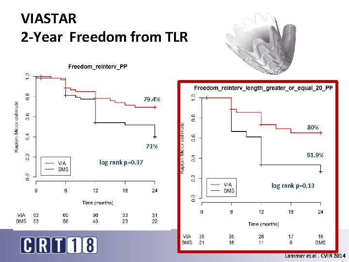VIASTAR 2 -Year Freedom from TLR 79. 4% 80% 73% log rank p=0. 37