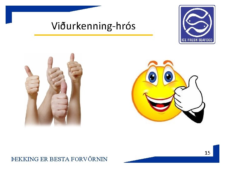 Viðurkenning-hrós ÞEKKING ER BESTA FORVÖRNIN 15 