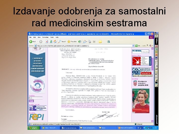 Izdavanje odobrenja za samostalni rad medicinskim sestrama 
