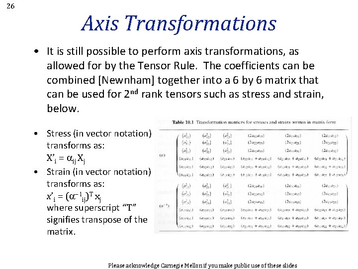 26 Axis Transformations • It is still possible to perform axis transformations, as allowed