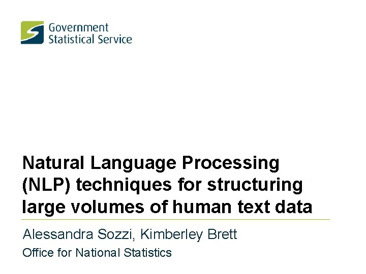 Natural Language Processing (NLP) techniques for structuring large volumes of human text data Alessandra