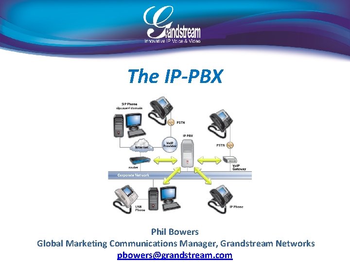 The IP-PBX Phil Bowers Global Marketing Communications Manager, Grandstream Networks pbowers@grandstream. com 